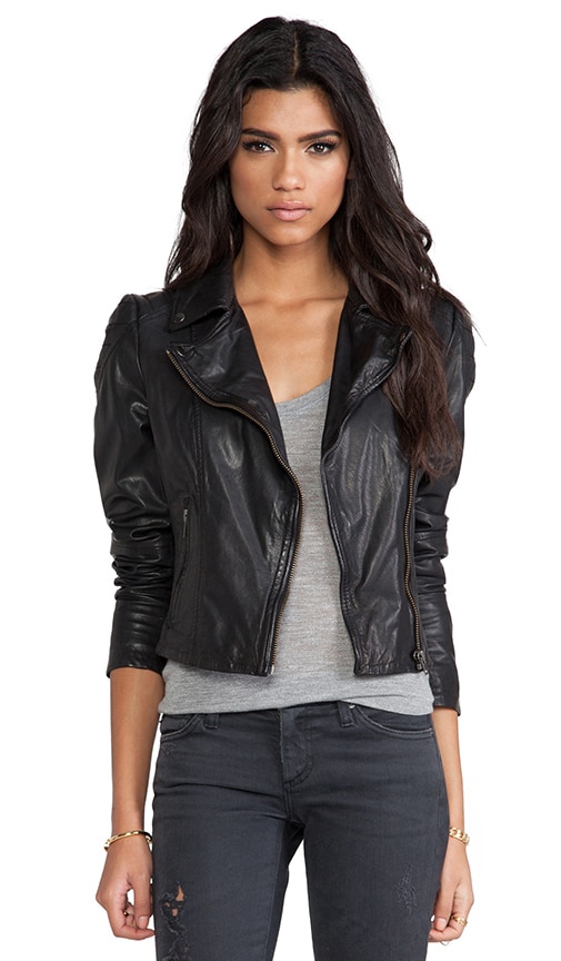 Muubaa Quilted Shoulder Moto Jacket in Black | REVOLVE