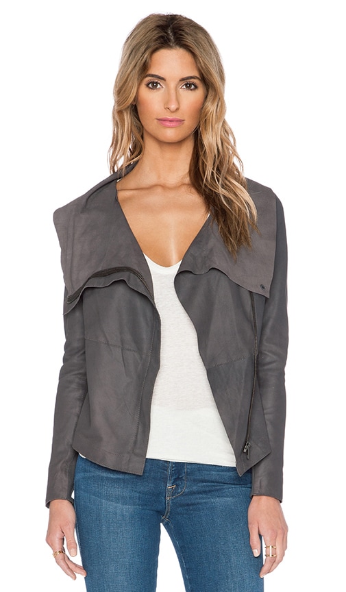 Muubaa Drape Front Jacket In Bentonite Grey Revolve