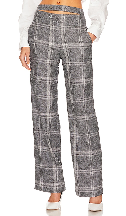 Marissa Webb Theo Double Waist Trouser In Steel Plaid | ModeSens