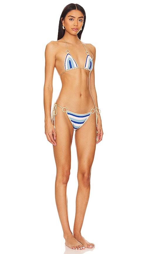 Shop My Beachy Side Hand Crochet Bikini Set In Blue