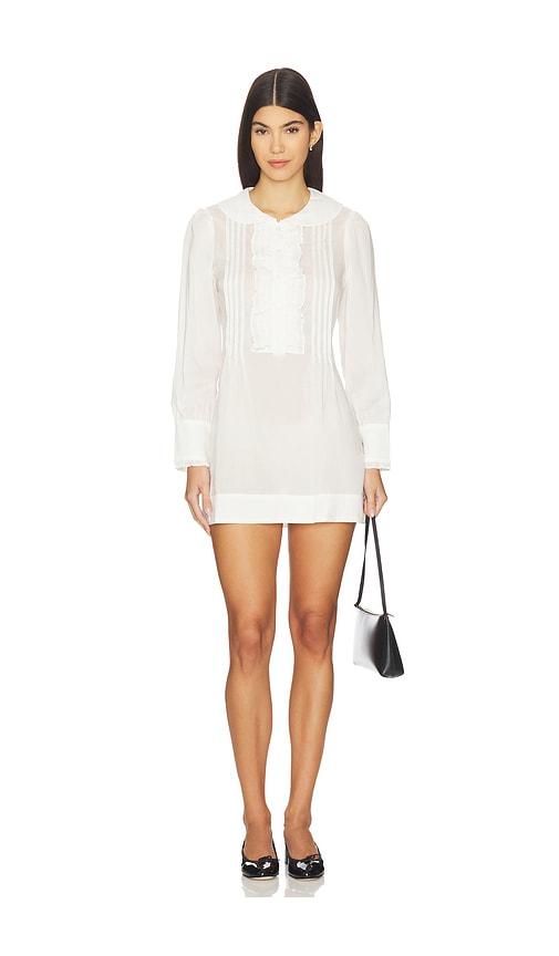 My Mum Made It Ruffle Placket Mini Dress In White