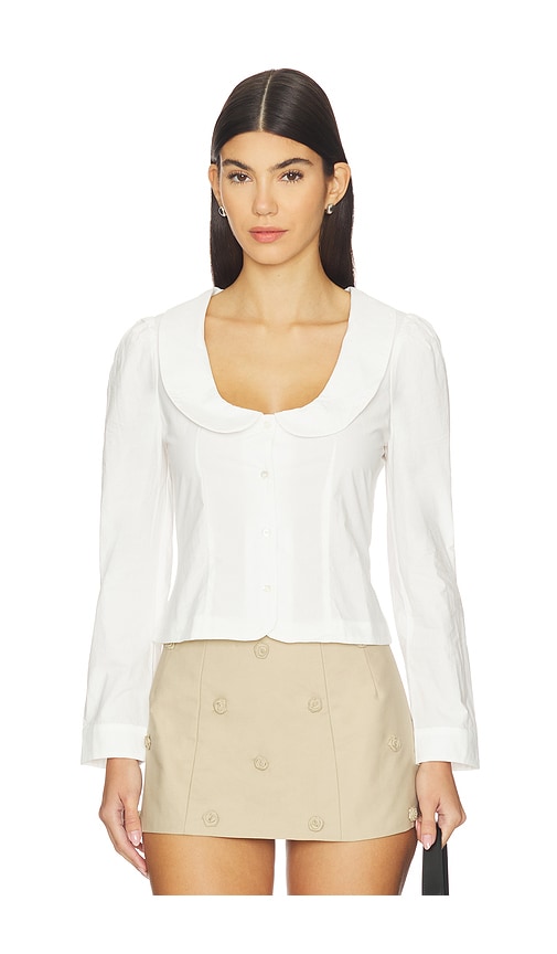 My Mum Made It Curved Collar Button Shirt In White