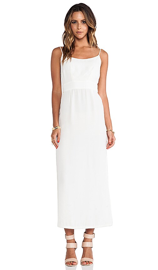 white open back maxi dress