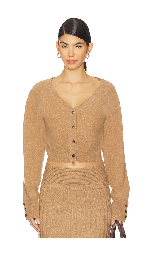 Naadam Cashmere Cinched Waist Cardigan In Brown