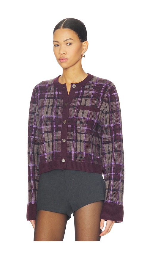 Naadam Luxe Plaid Jacquard Cardigan In Brown