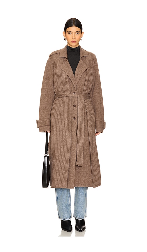NAADAM Full Length Two Piece Knit Coat in Cedar Brown
