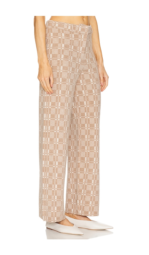 Shop Naadam Luxe Plaid Jacquard Wide Leg Trouser In Beige Combo