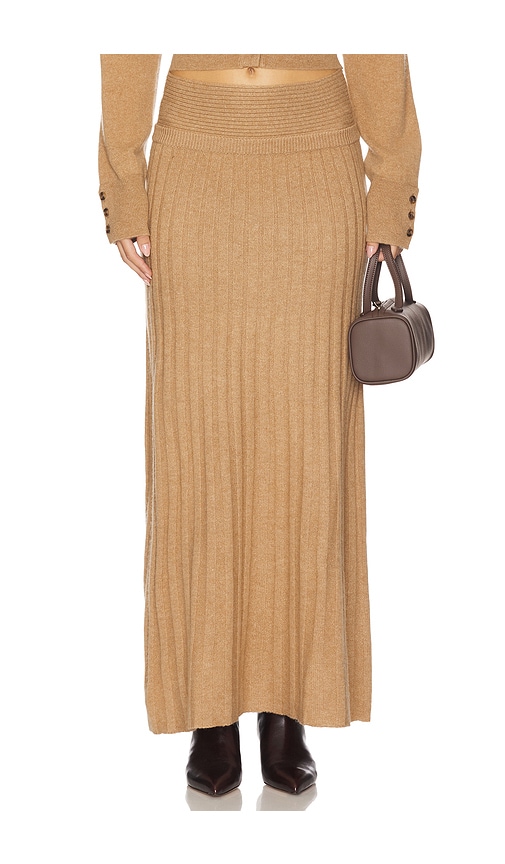 Naadam Premium Cashmino Ribbed Skirt In Brown