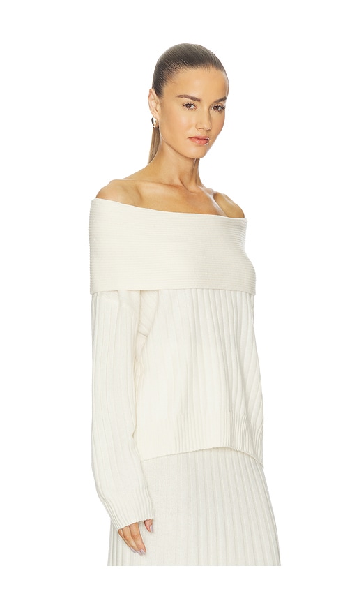 Naadam Premium Cashmino Ribbed Draped Top In White