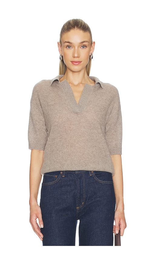 NAADAM Cloud Cashmere Short Sleeve Polo in Brown. - size L (also in M, S, XS)