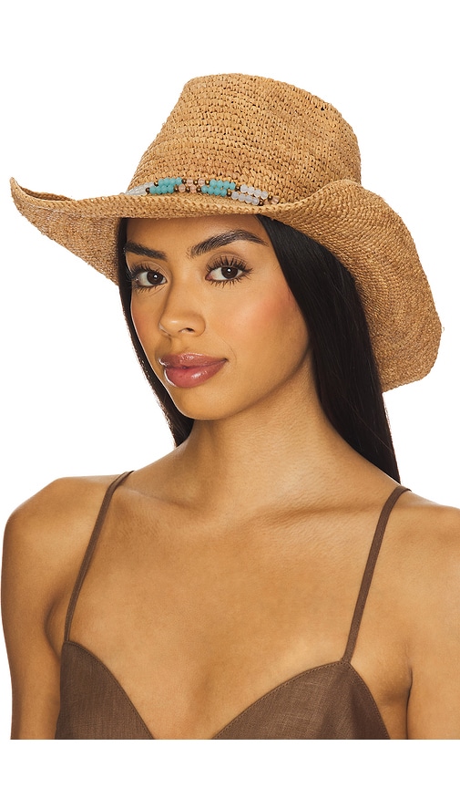 Allison Cowboy Hat With Belize Trim in Tan.