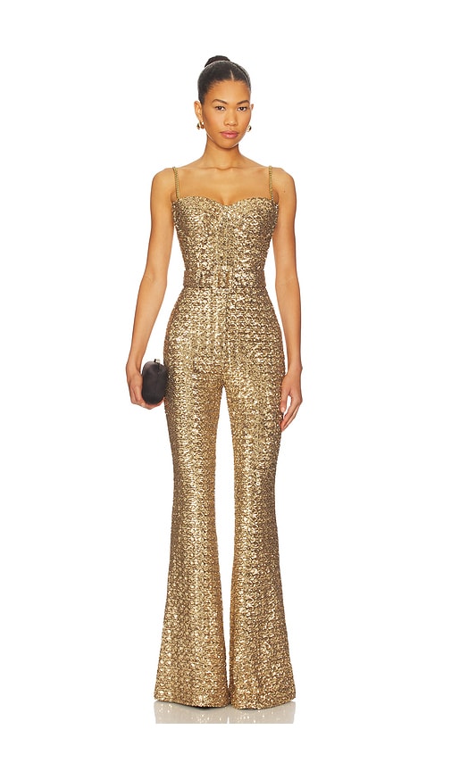 Nadine Merabi Lucinda Jumpsuit In Gold