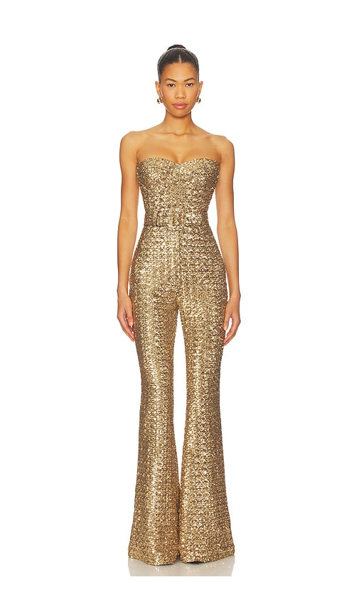 Nadine Merabi Lucinda Jumpsuit In Gold