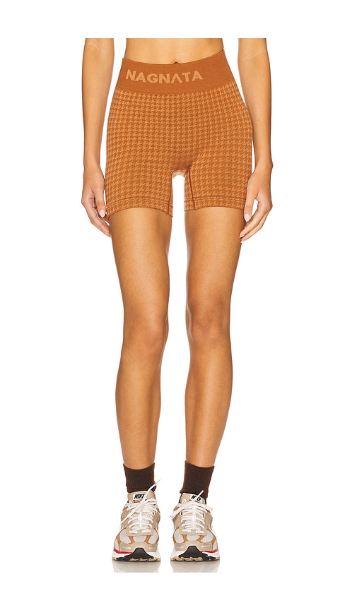 Houndstooth Wool Mini Short in Brown. - size L (also in M, S, XS) - Nagnata - Modalova