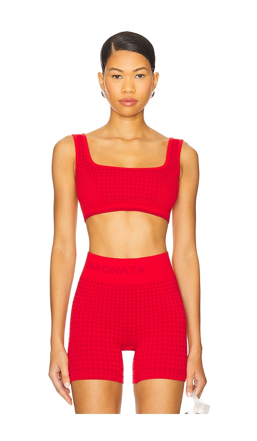 Houndstooth Wool Bralette in Red. - size M (also in S, XS) - Nagnata - Modalova