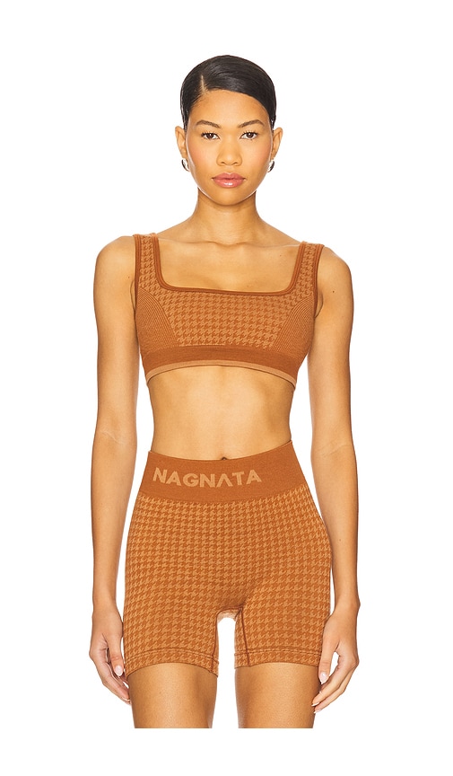 Houndstooth Wool Bralette in Brown. - size M (also in S, XS) - Nagnata - Modalova