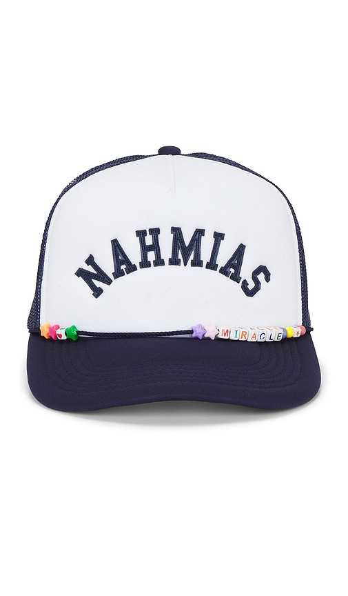 【NAHMIAS】FRIENDSHIP TRUCKER HAT Nahmias Friendship Trucker Hat in Ocean & Black Stripe | REVOLVE