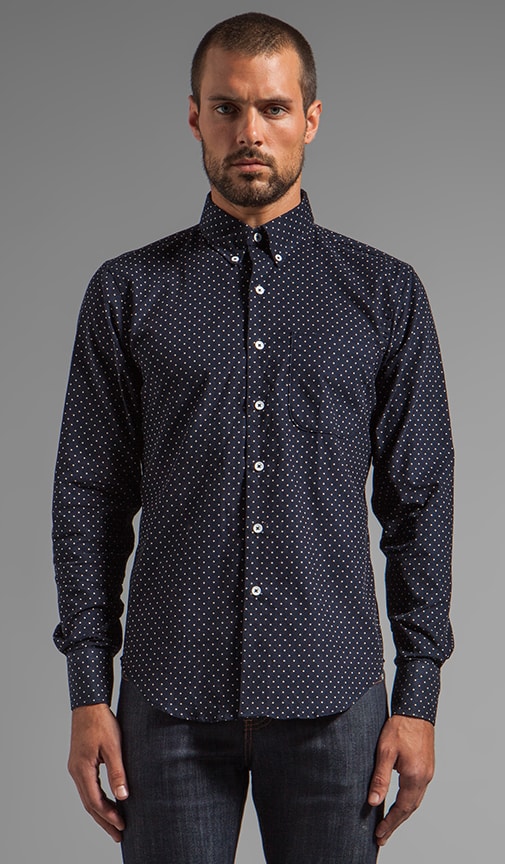 Regular Shirt Indigo Cord w/ White Dots