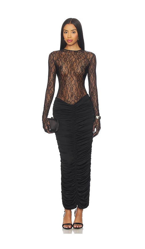 The New Arrivals By Ilkyaz Ozel Vivienne Lace Maxi Dress In Brown