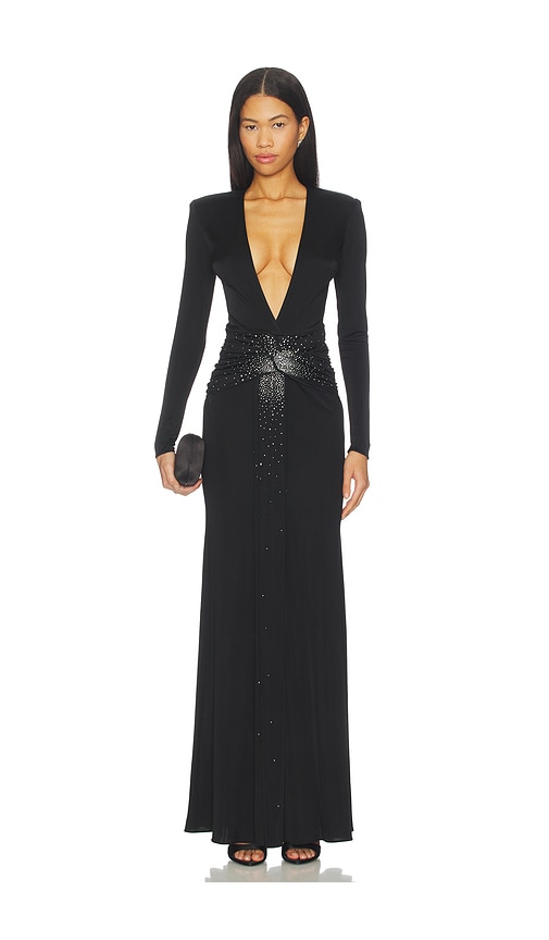 The New Arrivals By Ilkyaz Ozel Azure Crystal Embellished Maxi Dress