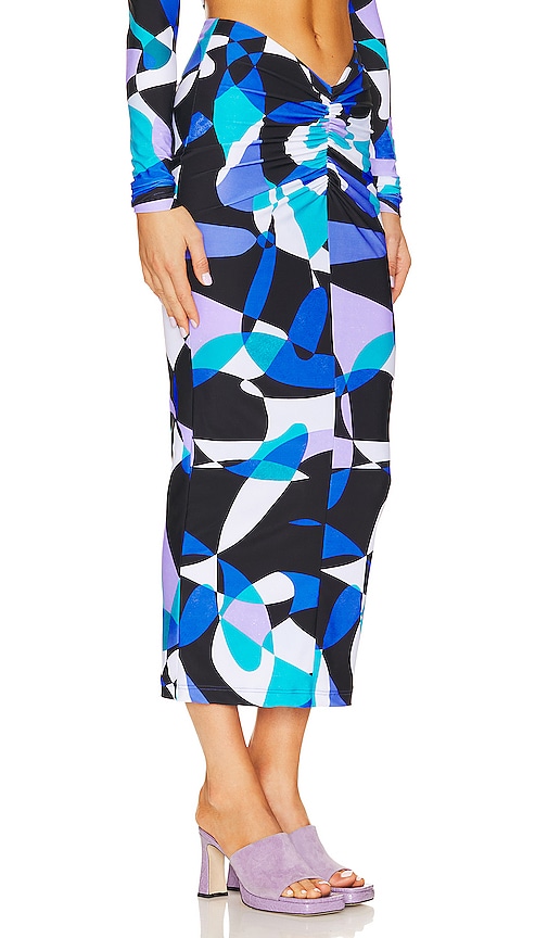 Shop New Arrivals V Shape Maxi Skirt In Psychedelic Blue