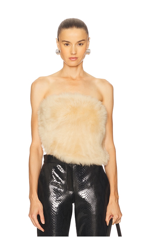 Dogi Shearling Top in Tan. - size 36/4 (also in 38/6, 40/8) - The New Arrivals by Ilkyaz Ozel - Modalova