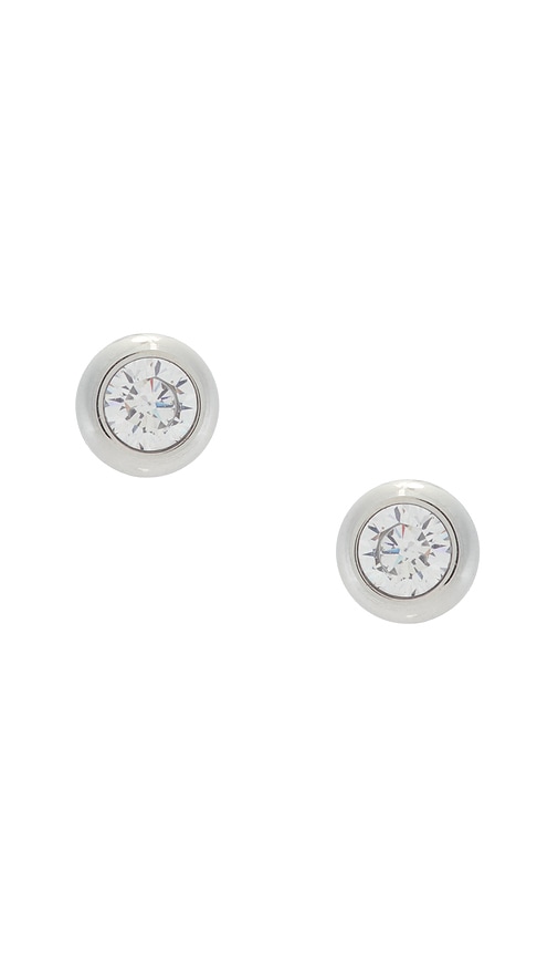 Natalie B Jewelry Dylan Stud Earring in Metallic Silver.