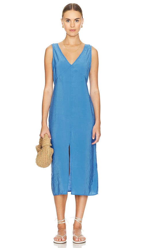 Shop Nation Ltd Kimora V-neck Dress In Palace Blue