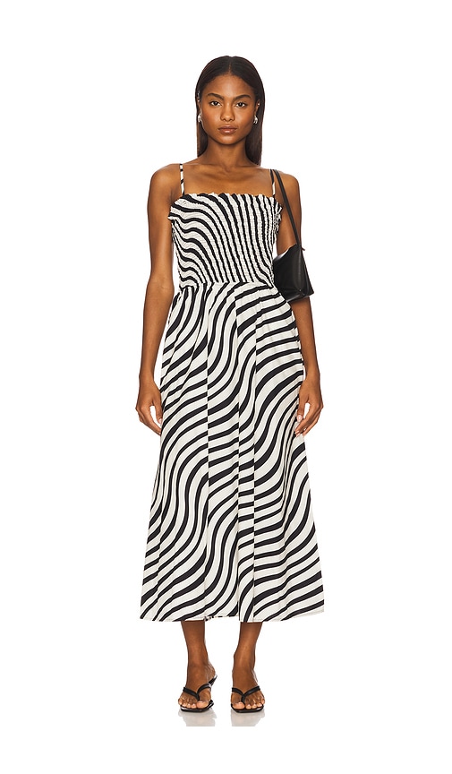 Sibelle Smocked Dress in Black & White. - size XL/1X (also in L, M, S, XS)
