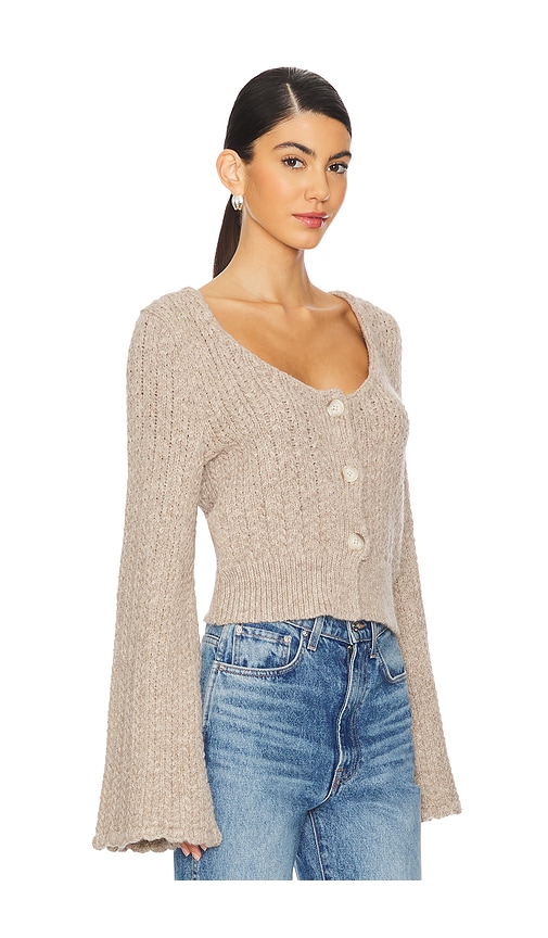 Shop Nation Ltd Berenice Round Neck Cardigan In Oatmeal Heather