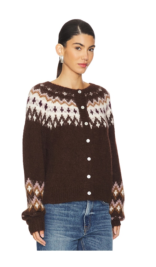 Shop Nation Ltd Lula Fair Isle Cardigan In Coffee