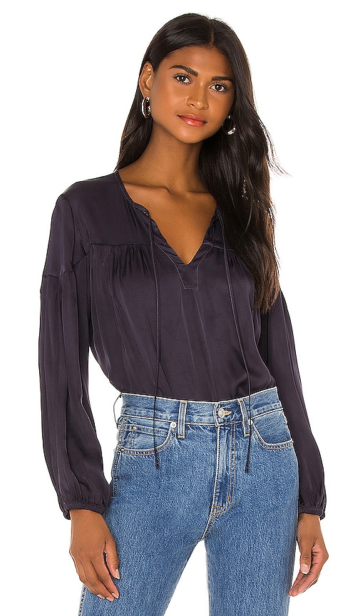 Nation LTD Rochelle Shirred Peasant Top in Coastal | REVOLVE