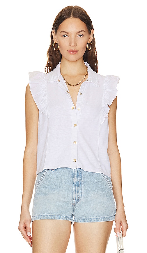 Nation LTD Archer Ruffled Button Up in White