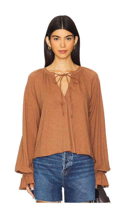 Shop Nation Ltd Chiara Long Sleeve Top In Brown