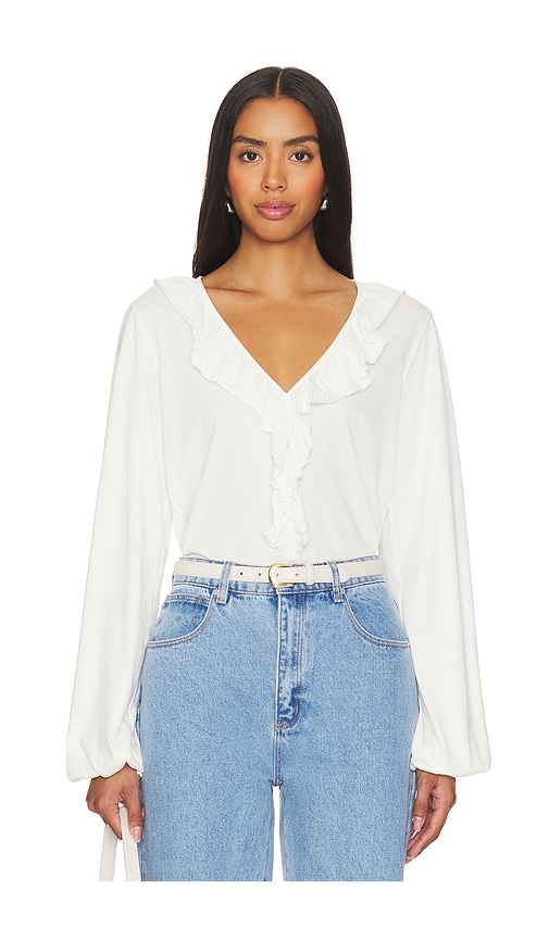 Shop Nation Ltd Giorgio Flounce Top In Ivory