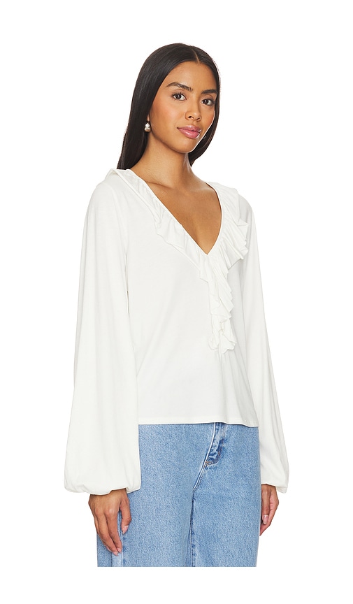 Shop Nation Ltd Giorgio Flounce Top In Ivory