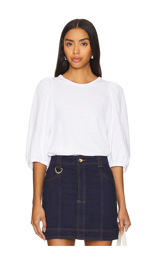 Shop Nation Ltd Evita Balloon Sleeve Top In Optic White