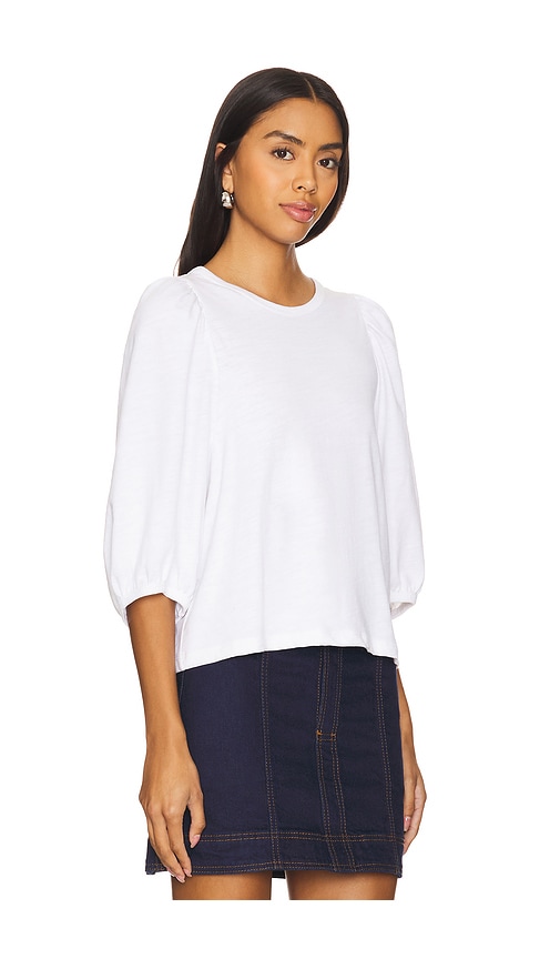 Shop Nation Ltd Evita Balloon Sleeve Top In Optic White