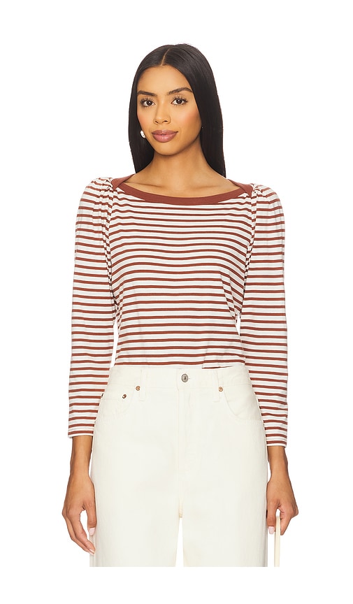Nation Los Angeles Amelie Envelope Neck Top In Multi