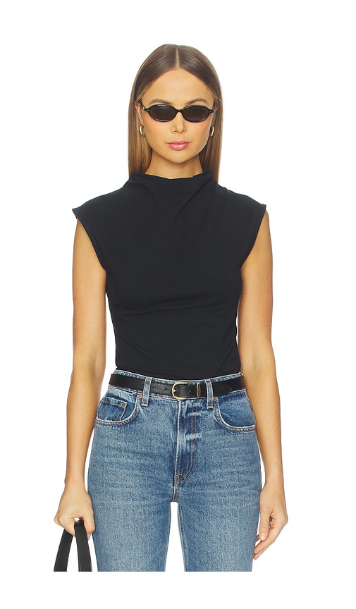 Nation Los Angeles Lulu Mock Neck Top In Black