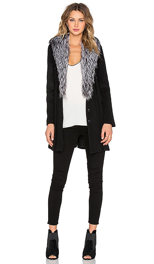 Mid-Length Jacket with Removable Real Fox Fur Collar
