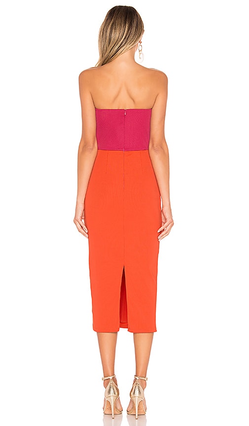 kyra midi dress in fuchsia & orange
