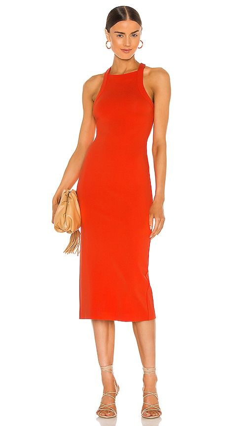 NBD Hollie Midi Dress in Red Orange | REVOLVE
