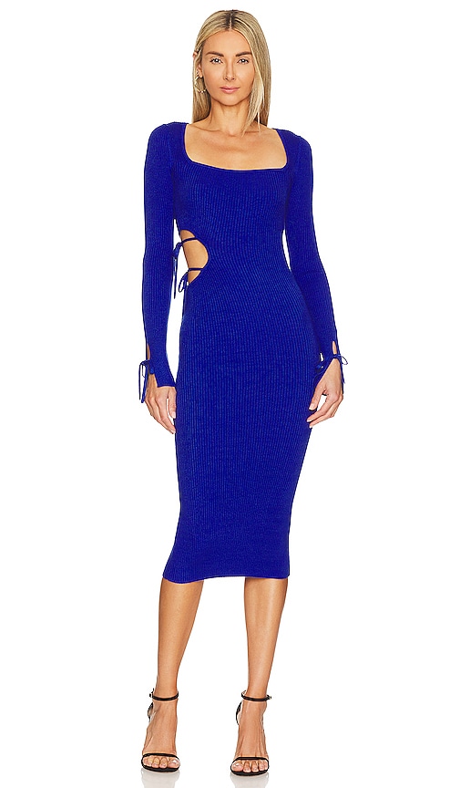 Nbd Salina Midi Knit Dress In Cobalt Blue