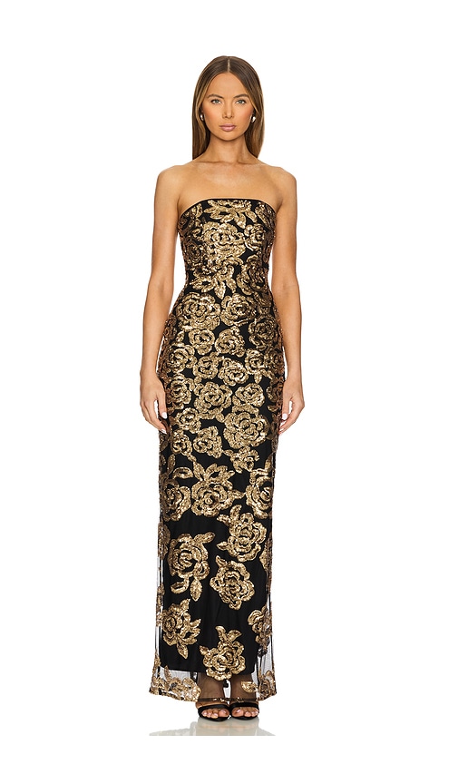 Nbd Alura Gown In Black & Gold