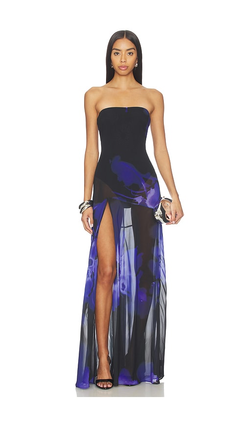 chinese dress ladies Zapaka Women Simple Black Blue Mermaid Long Bridesmaid Dress with Slit Spaghetti Straps Pleated Long Formal Dress, Black Blue / US4 main image 1