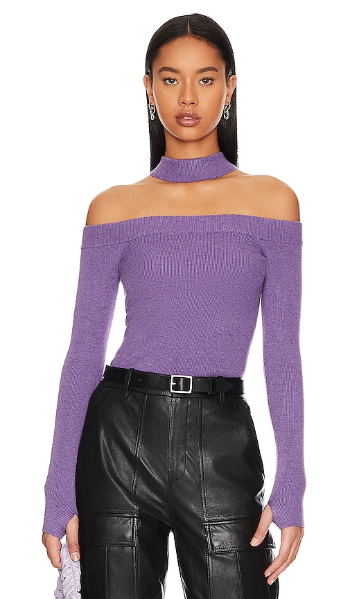Nbd Maral Off Shoulder Sweater In Purple