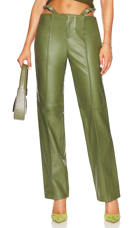 A New Day Womens Olive Green High Rise Faux Leather Pants Size XL