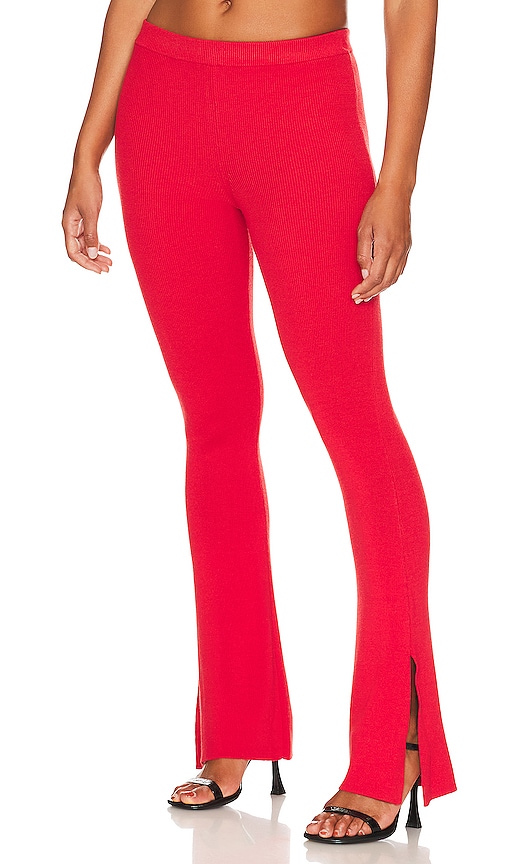 NBD Zuri Knit Pants with Ankle Slits in Red | REVOLVE