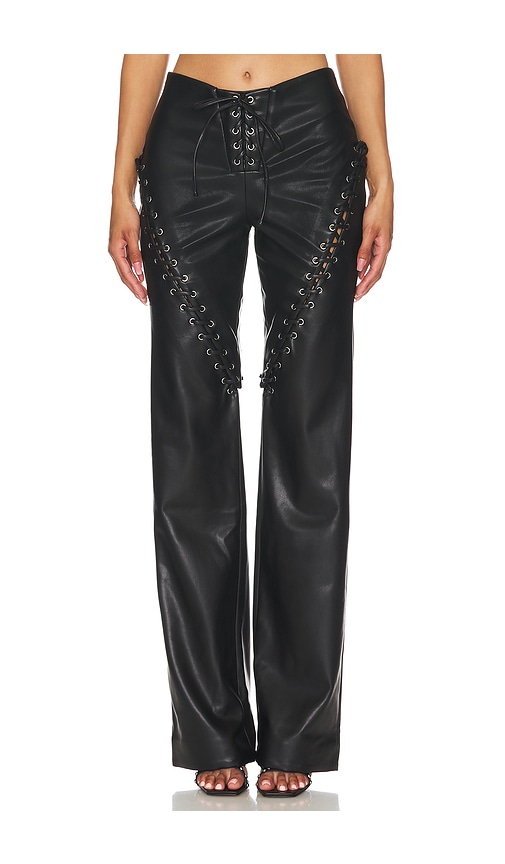 Shop Nbd Trista Faux Leather Pant In 黑色